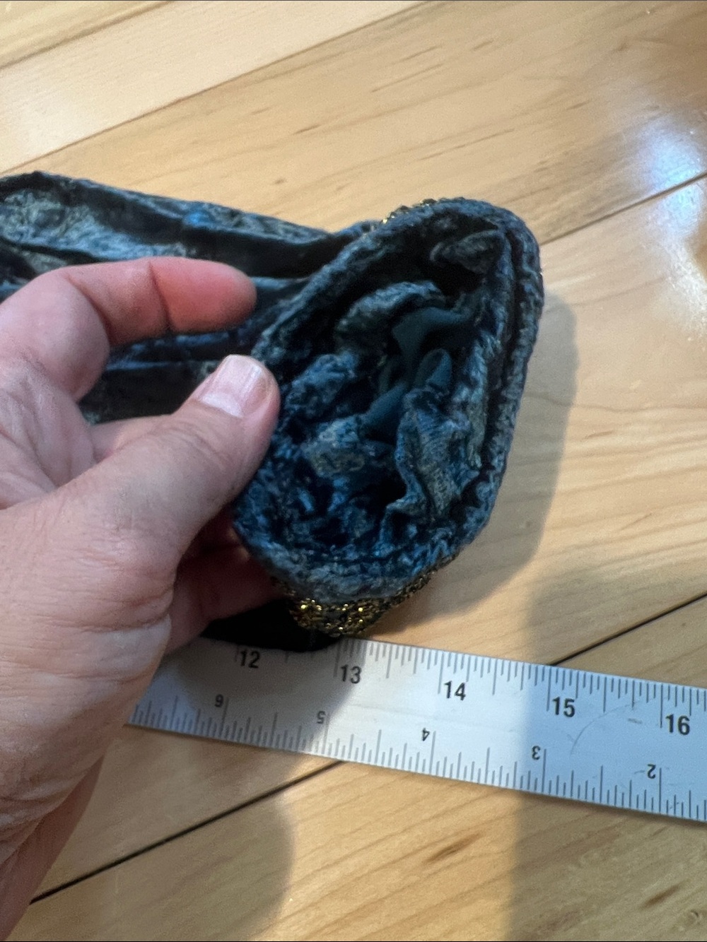 Embroidered Velvet Jacket - Deep Teal with Gold Trim - Picture 7 of 14